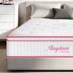Anydove Queen Size Mattress 10/ 12 inch, Innerspring Mattress Queen in a Box, Hybrid Mattress for Pressure Relief, Pink