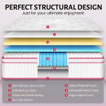 Queen Mattress 10/ 12 inch, Hybrid Queen Size Mattress in a Box with Upgrade Innerspring, Pink - Image 2