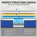 Queen Mattress 10/ 12 inch, Hybrid Queen Size Mattress in a Box with Upgrade Innerspring, Blue - Image 5