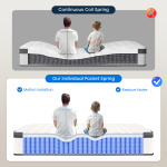 Queen Mattress 10/ 12 inch, Hybrid Queen Size Mattress in a Box with Upgrade Innerspring, White - Image 7