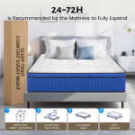 Queen Mattress 10/ 12 inch, Hybrid Queen Size Mattress in a Box with Upgrade Innerspring, Blue - Image 4