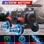24V Kids Ride on Car, 2 Seater Ride on Toy for Big Kids with Remote Control, Kids Electric Vehicles Cars, 3 Speeds, LED Lights, Bluetooth Music, Red - Image 2
