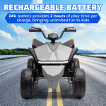 Kids ATV 4 Wheeler 24V, Ride on Toys Electric Car for Ages 3+ Toddlers Boys Girls with Remote Control, LED Headlights, Bluetooth, Music Player, Grey - Image 8