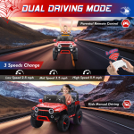 24V Kids Ride on Car, 2 Seater Ride on Toy for Big Kids with Remote Control, Kids Electric Vehicles Cars, 3 Speeds, LED Lights, Bluetooth Music, Red - Image 4