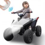 Pucloce Kids ATV 4 Wheeler 24V, Ride on Toys Electric Car for Ages 3+ Toddlers Boys Girls with Remote Control, LED Headlights, Bluetooth, Music Player, Grey
