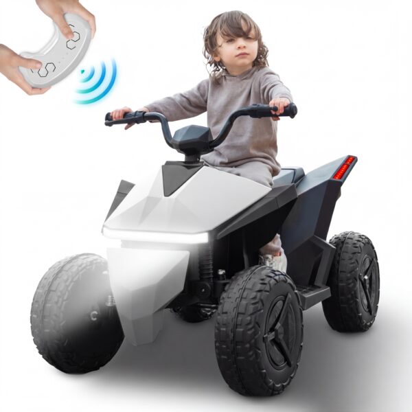Pucloce Kids ATV 4 Wheeler 24V, Ride on Toys Electric Car for Ages 3+ Toddlers Boys Girls with Remote Control, LED Headlights, Bluetooth, Music Player, Grey