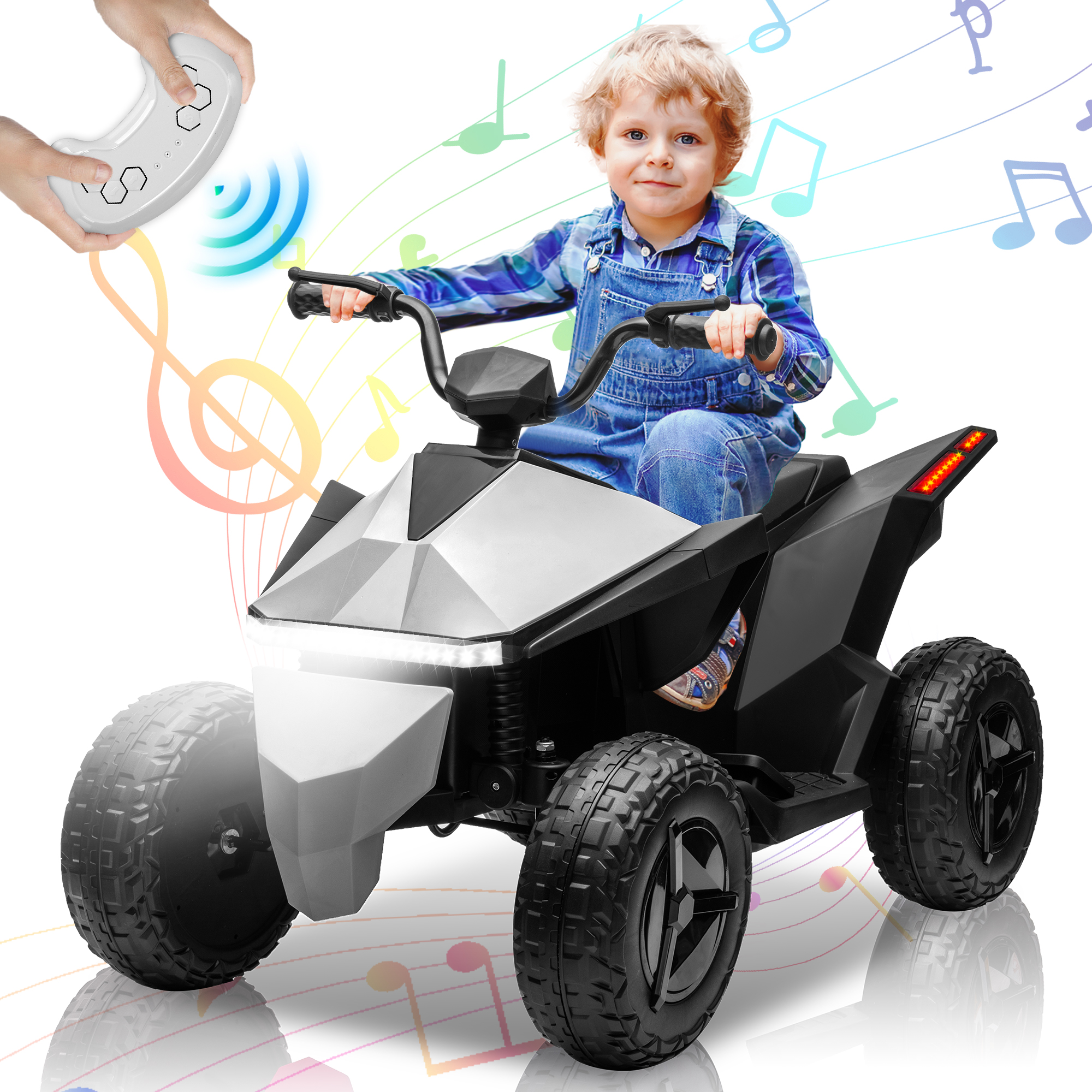 画板 1 Kids ATV 4 Wheeler 24V, Ride on Toys Electric Car for Ages 3+ Toddlers Boys Girls with Remote Control, LED Headlights, Bluetooth, Music Player, Grey - Image 1