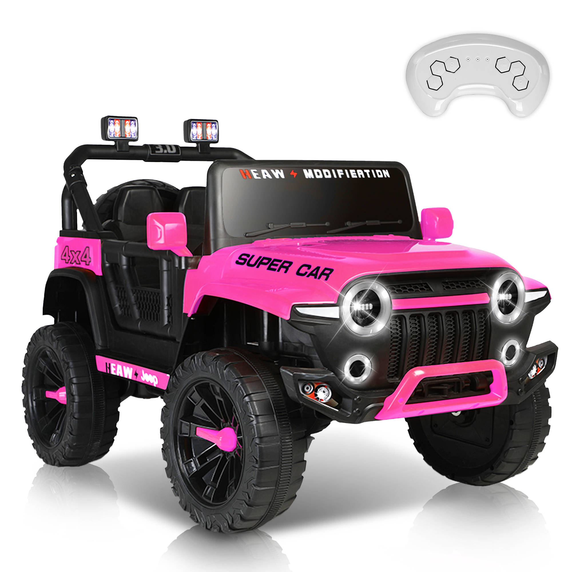 画板 2 24V Kids Ride on Car, 2 Seater Ride on Toy for Big Kids with Remote Control, Kids Electric Vehicles Cars, 3 Speeds, LED Lights, Bluetooth Music, Pink - Image 1