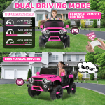 24V Kids Ride on Car, 2 Seater Ride on Toy for Big Kids with Remote Control, Kids Electric Vehicles Cars, 3 Speeds, LED Lights, Bluetooth Music, Pink - Image 3