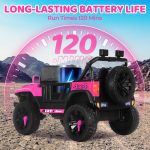 24V Kids Ride on Car, 2 Seater Ride on Toy for Big Kids with Remote Control, Kids Electric Vehicles Cars, 3 Speeds, LED Lights, Bluetooth Music, Pink - Image 4