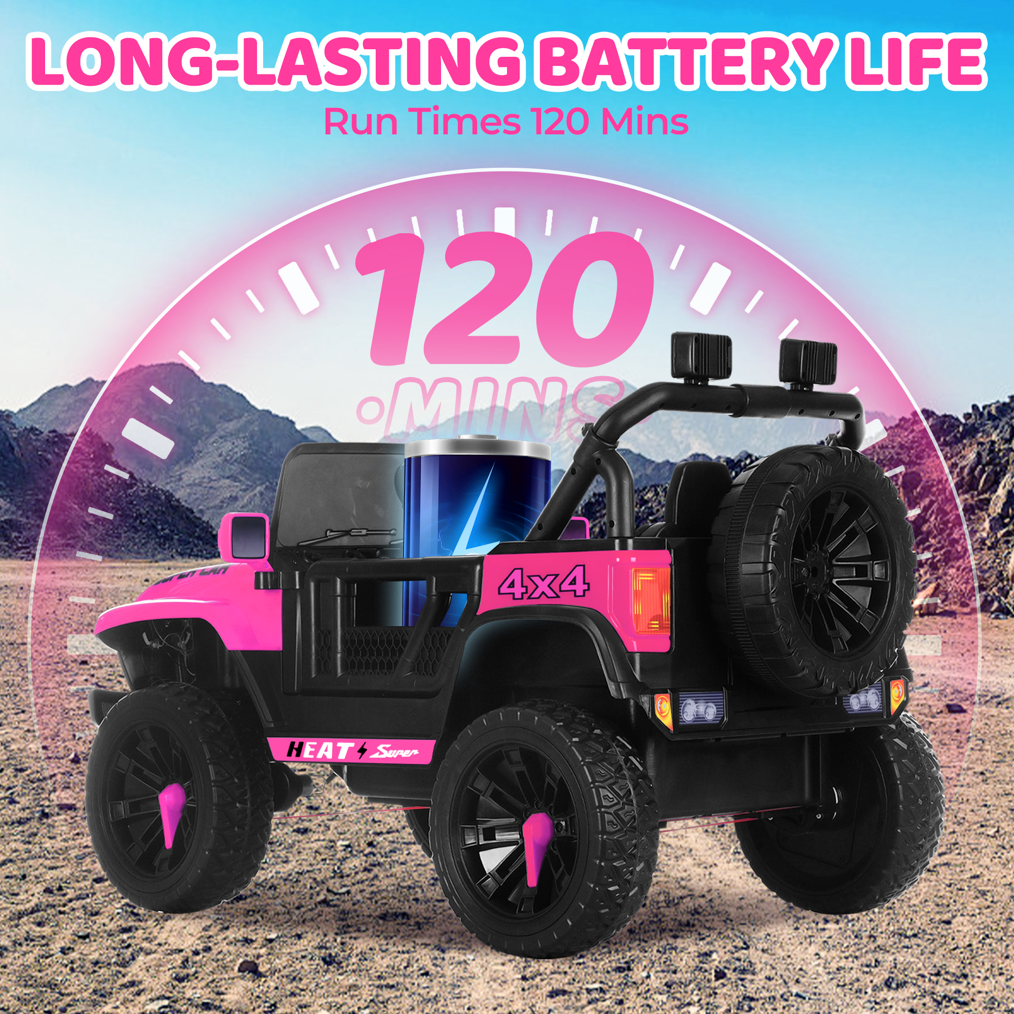 画板 4 24V Kids Ride on Car, 2 Seater Ride on Toy for Big Kids with Remote Control, Kids Electric Vehicles Cars, 3 Speeds, LED Lights, Bluetooth Music, Pink - Image 4