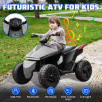 Kids ATV 4 Wheeler 24V, Ride on Toys Electric Car for Ages 3+ Toddlers Boys Girls with Remote Control, LED Headlights, Bluetooth, Music Player, Grey - Image 5