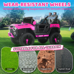 24V Kids Ride on Car, 2 Seater Ride on Toy for Big Kids with Remote Control, Kids Electric Vehicles Cars, 3 Speeds, LED Lights, Bluetooth Music, Pink - Image 5