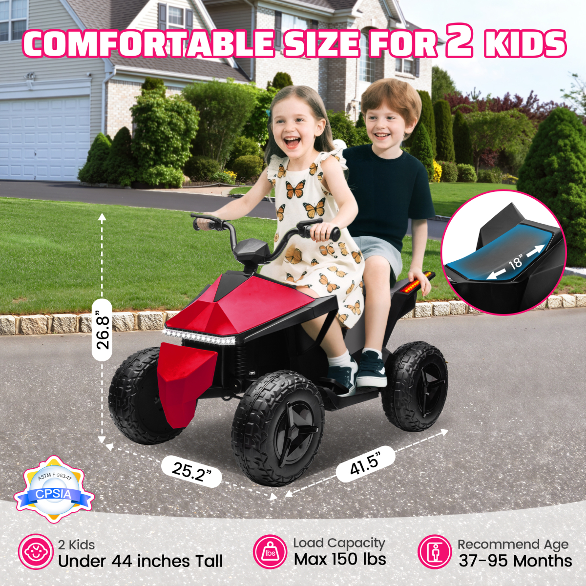 Kids ATV 4 Wheeler 24V, Ride on Toys Electric Car for Ages 3+ Toddlers Boys Girls with Remote Control, LED Headlights, Bluetooth, Music Player, Pink - Image 4