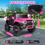 24V Kids Ride on Car, 2 Seater Ride on Toy for Big Kids with Remote Control, Kids Electric Vehicles Cars, 3 Speeds, LED Lights, Bluetooth Music, Pink - Image 7